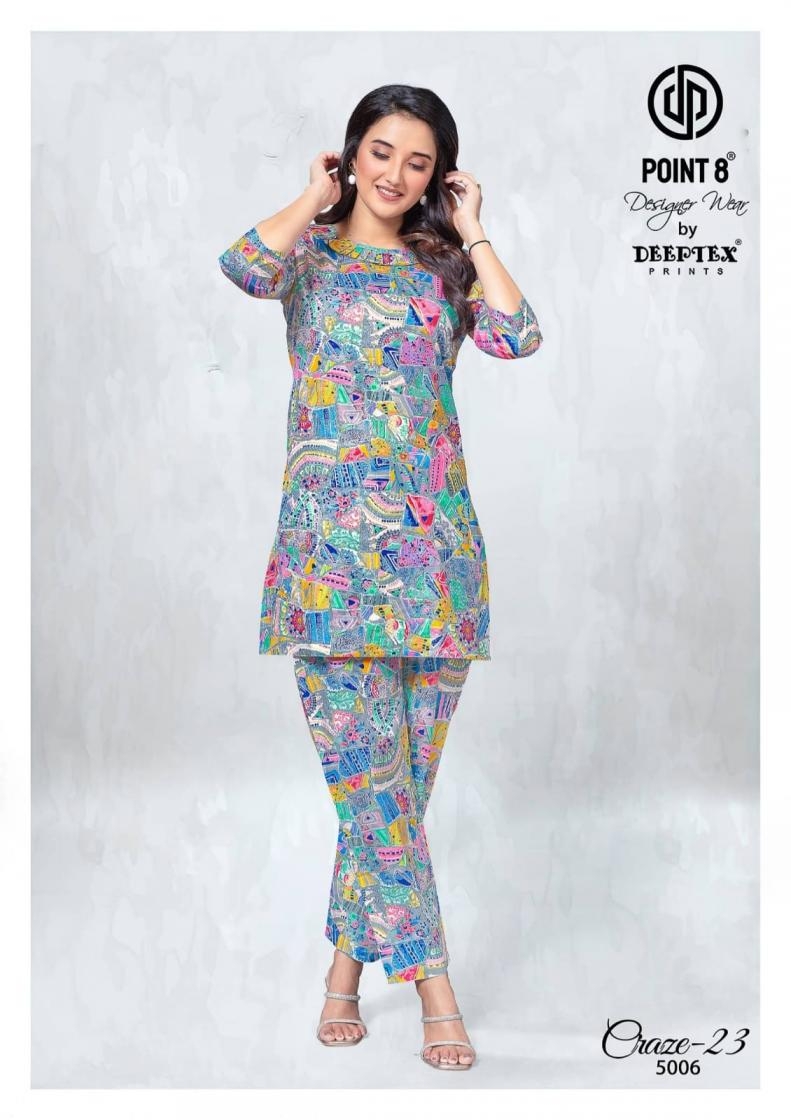 deeptex prints point 8 craze 23 vol 5 series 5001 to 5010 readymade big size cotton co-ord sets in wholesale surat
