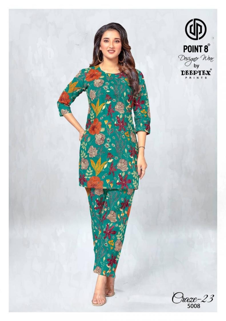 deeptex prints point 8 craze 23 vol 5 series 5001 to 5010 readymade big size cotton co-ord sets in wholesale surat