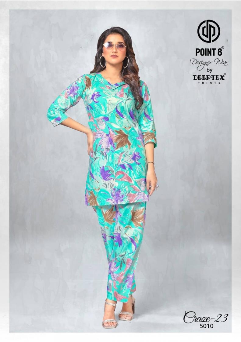 deeptex prints point 8 craze 23 vol 5 series 5001 to 5010 readymade big size cotton co-ord sets in wholesale surat