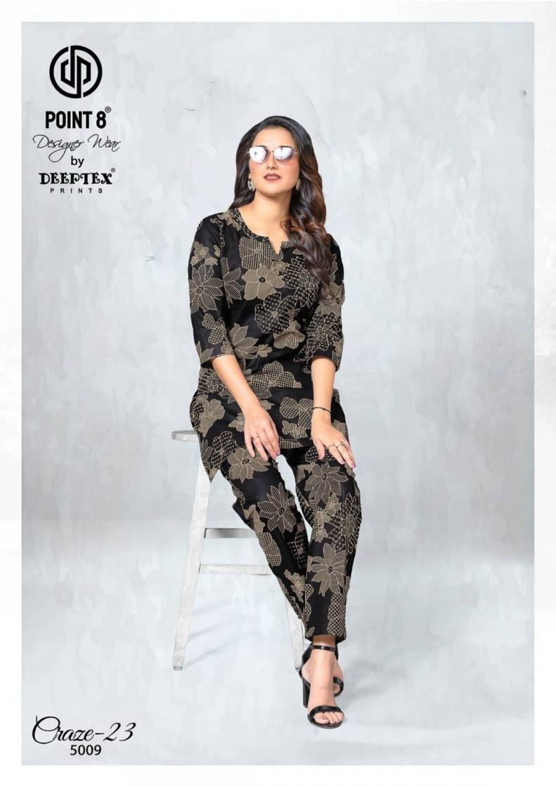 deeptex prints point 8 craze 23 vol 5 series 5001 to 5010 readymade big size cotton co-ord sets in wholesale surat
