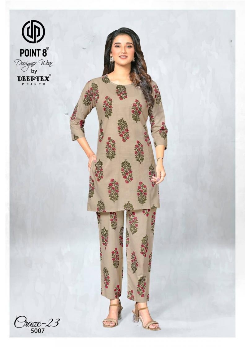 deeptex prints point 8 craze 23 vol 5 series 5001 to 5010 readymade big size cotton co-ord sets in wholesale surat