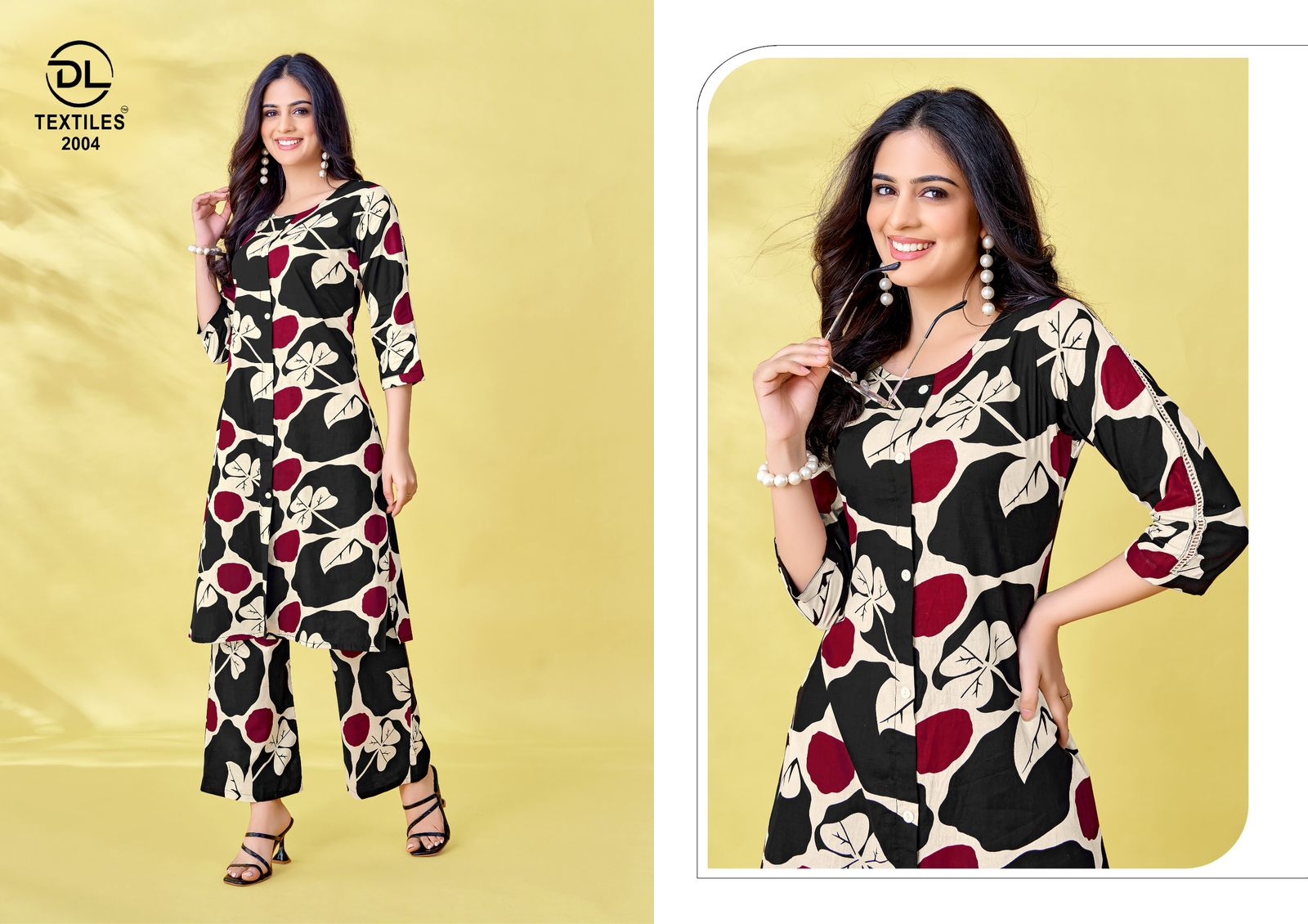 DL A-Line Vol-2 series 2001 to 2008 Heavy Poplin Cotton Printed A-Line Long Cord Sets in wholesale surat