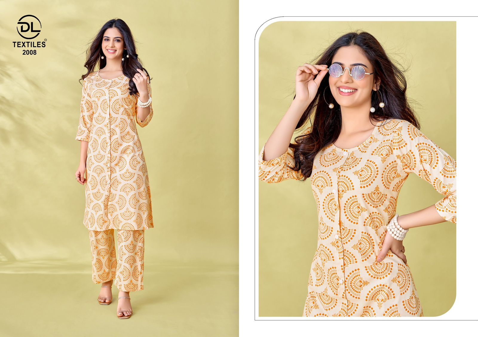 DL A-Line Vol-2 series 2001 to 2008 Heavy Poplin Cotton Printed A-Line Long Cord Sets in wholesale surat