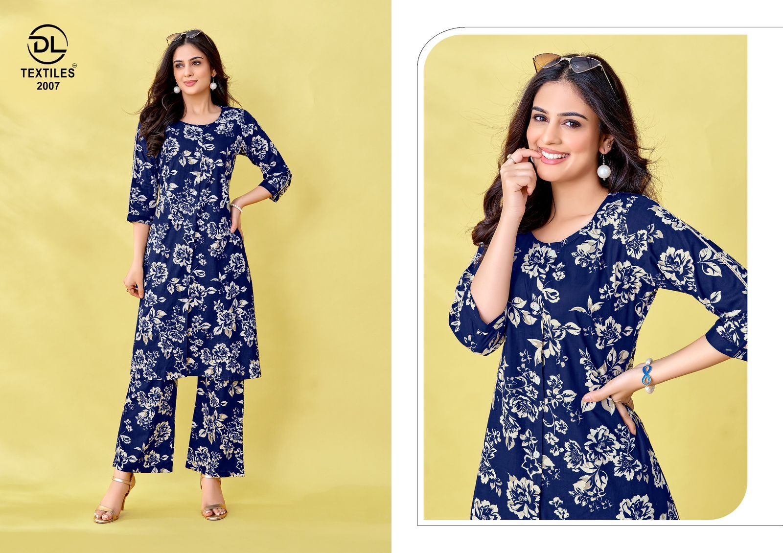DL A-Line Vol-2 series 2001 to 2008 Heavy Poplin Cotton Printed A-Line Long Cord Sets in wholesale surat