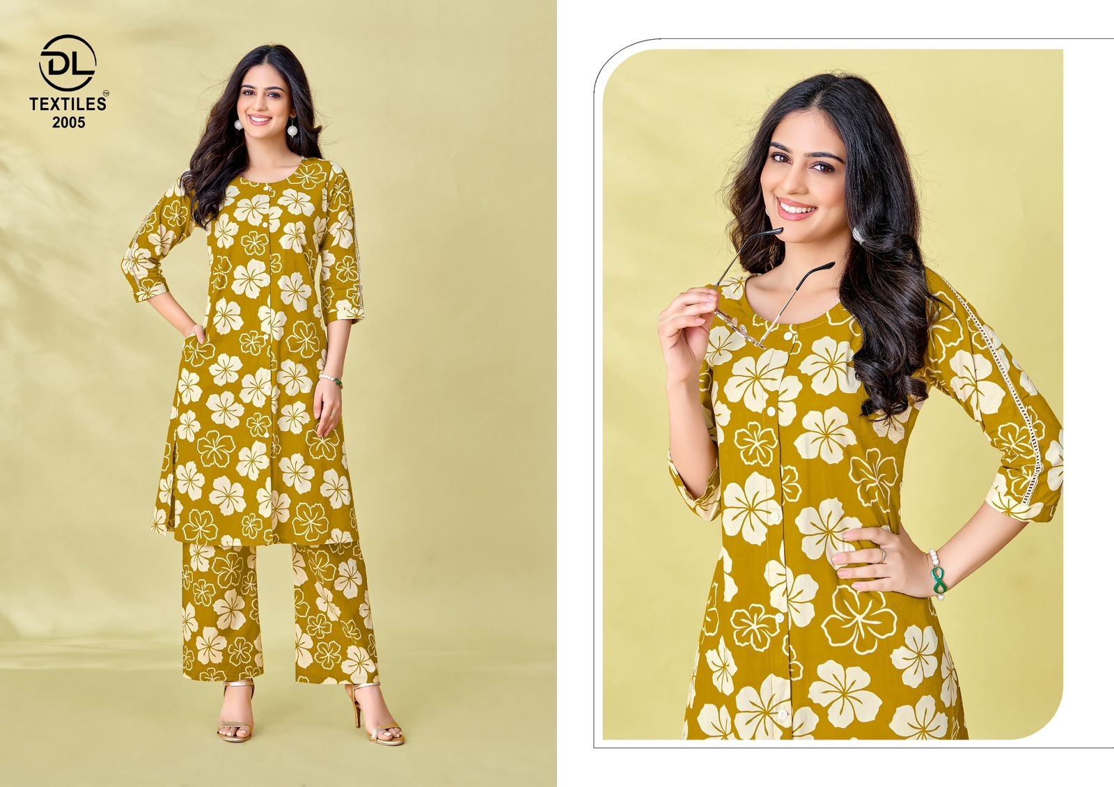 DL A-Line Vol-2 series 2001 to 2008 Heavy Poplin Cotton Printed A-Line Long Cord Sets in wholesale surat