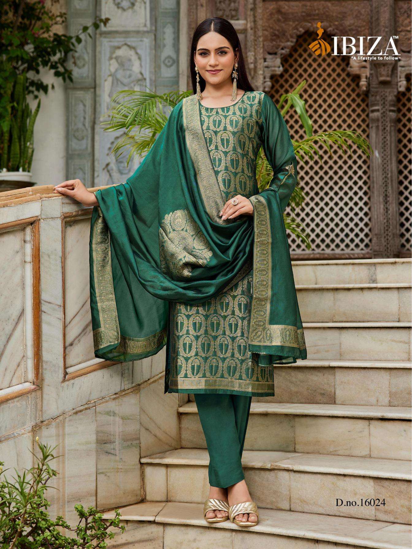 ibiza coral series series 16022 to 16025 hit design banglory silk jacquard suit in wholesale surat