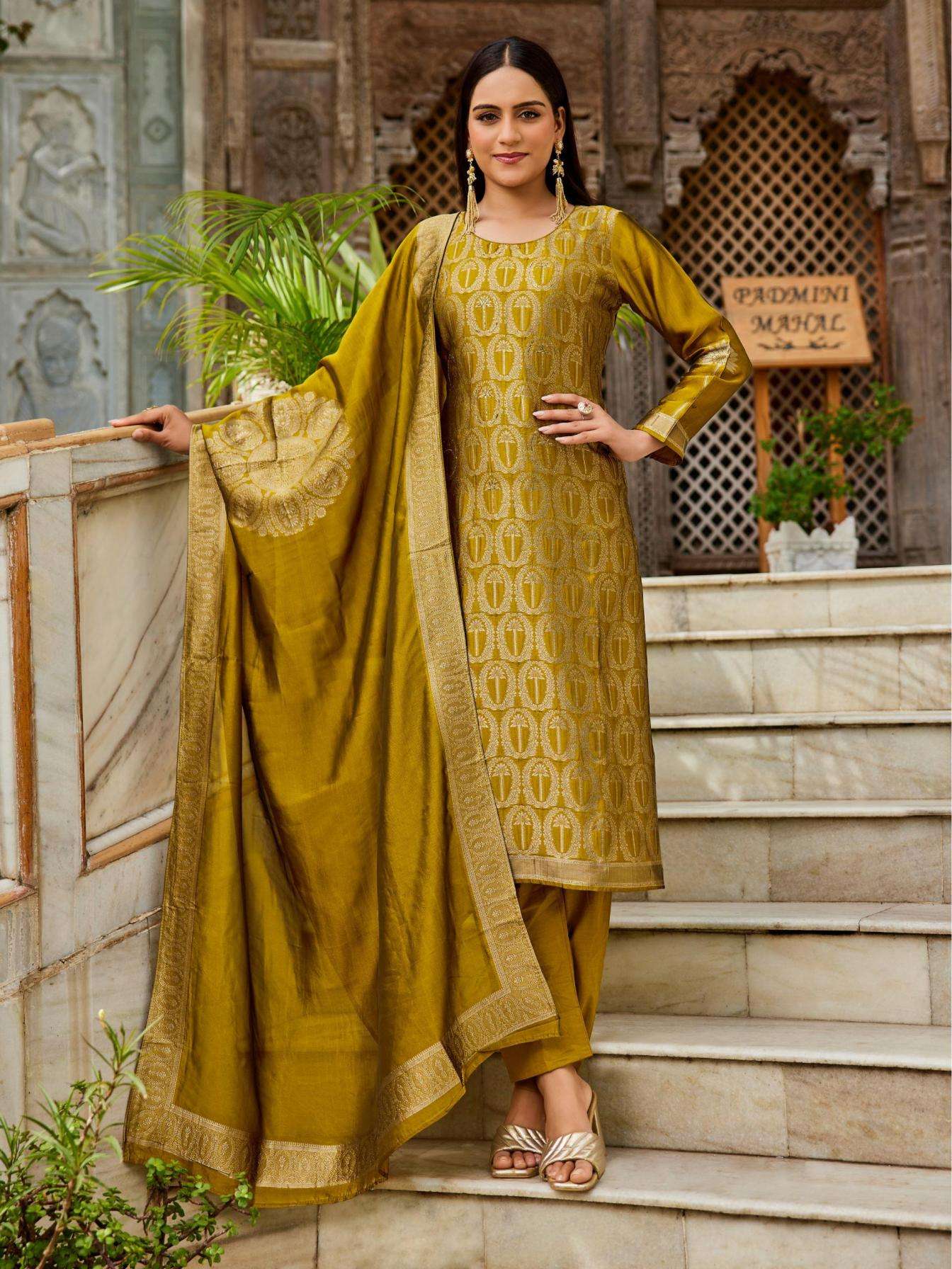 ibiza coral series series 16022 to 16025 hit design banglory silk jacquard suit in wholesale surat