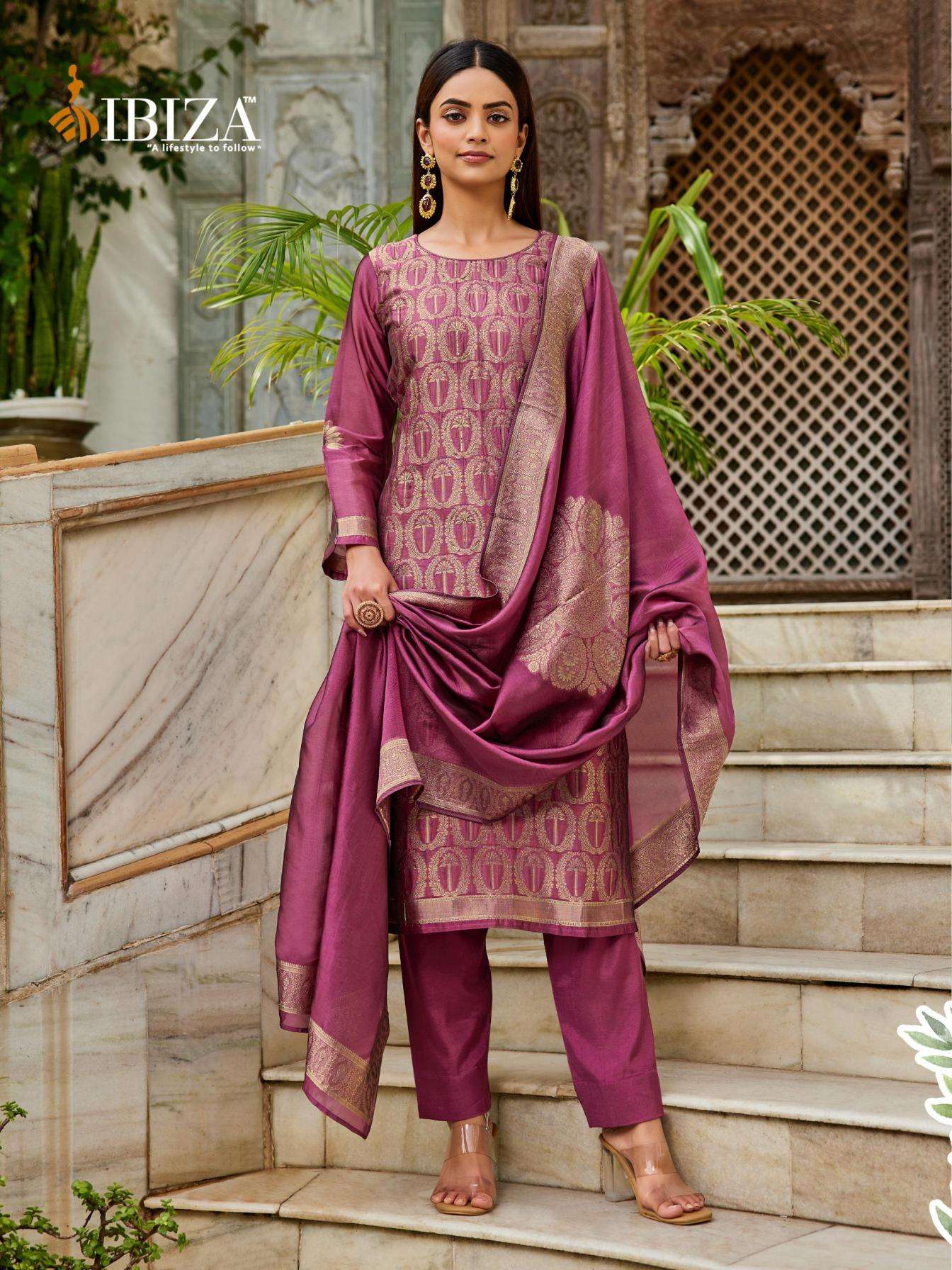 ibiza coral series series 16022 to 16025 hit design banglory silk jacquard suit in wholesale surat