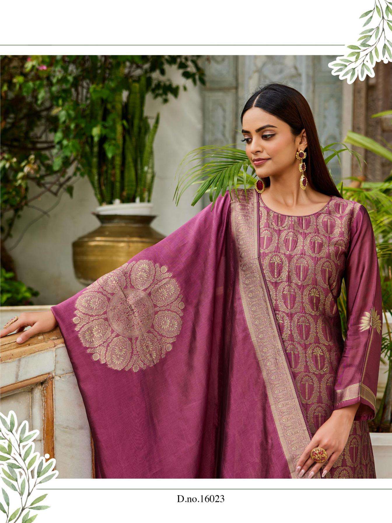 ibiza coral series series 16022 to 16025 hit design banglory silk jacquard suit in wholesale surat