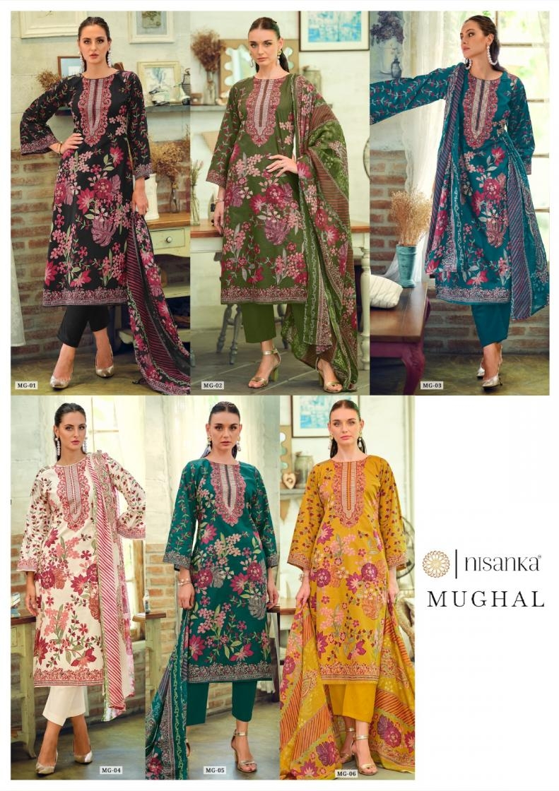 nisanka hermitage mughal series 01 to 06 lawn cotton pakistani daily wear salwar kameez in wholesale surat