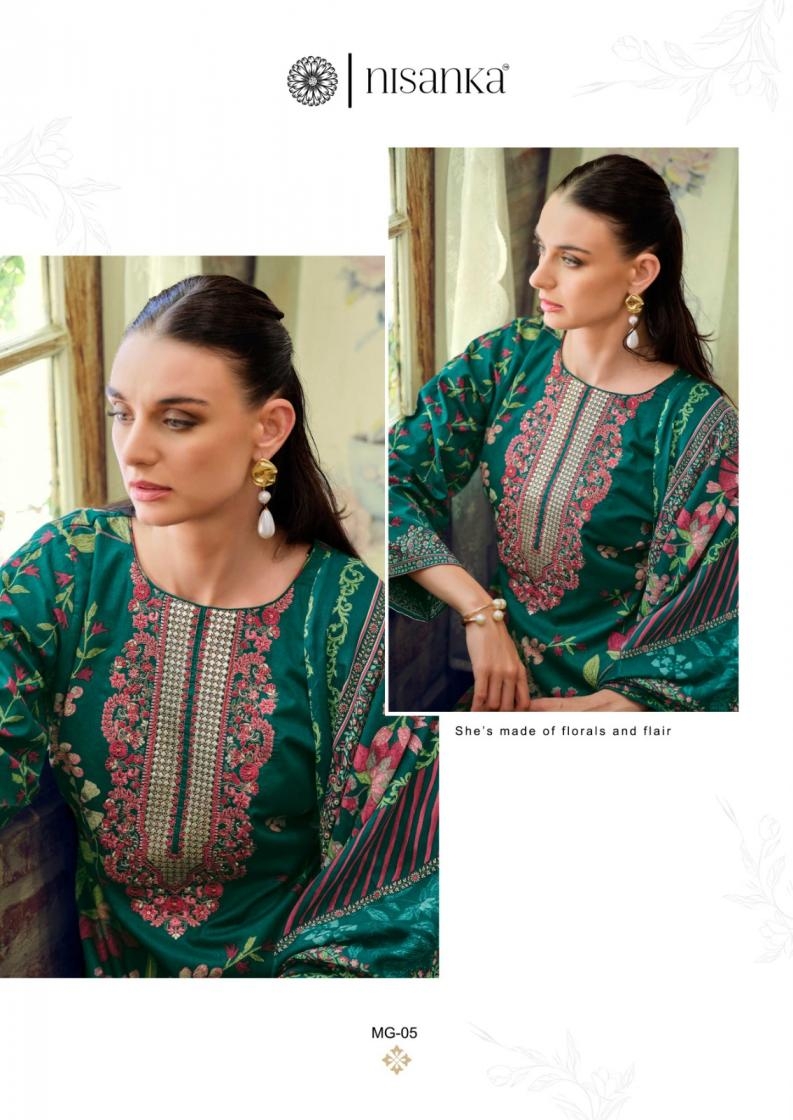 nisanka hermitage mughal series 01 to 06 lawn cotton pakistani readymade big size suit in wholesale surat