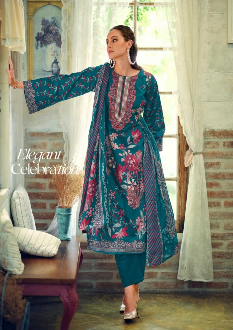 nisanka hermitage mughal series 01 to 06 lawn cotton pakistani readymade big size suit in wholesale surat