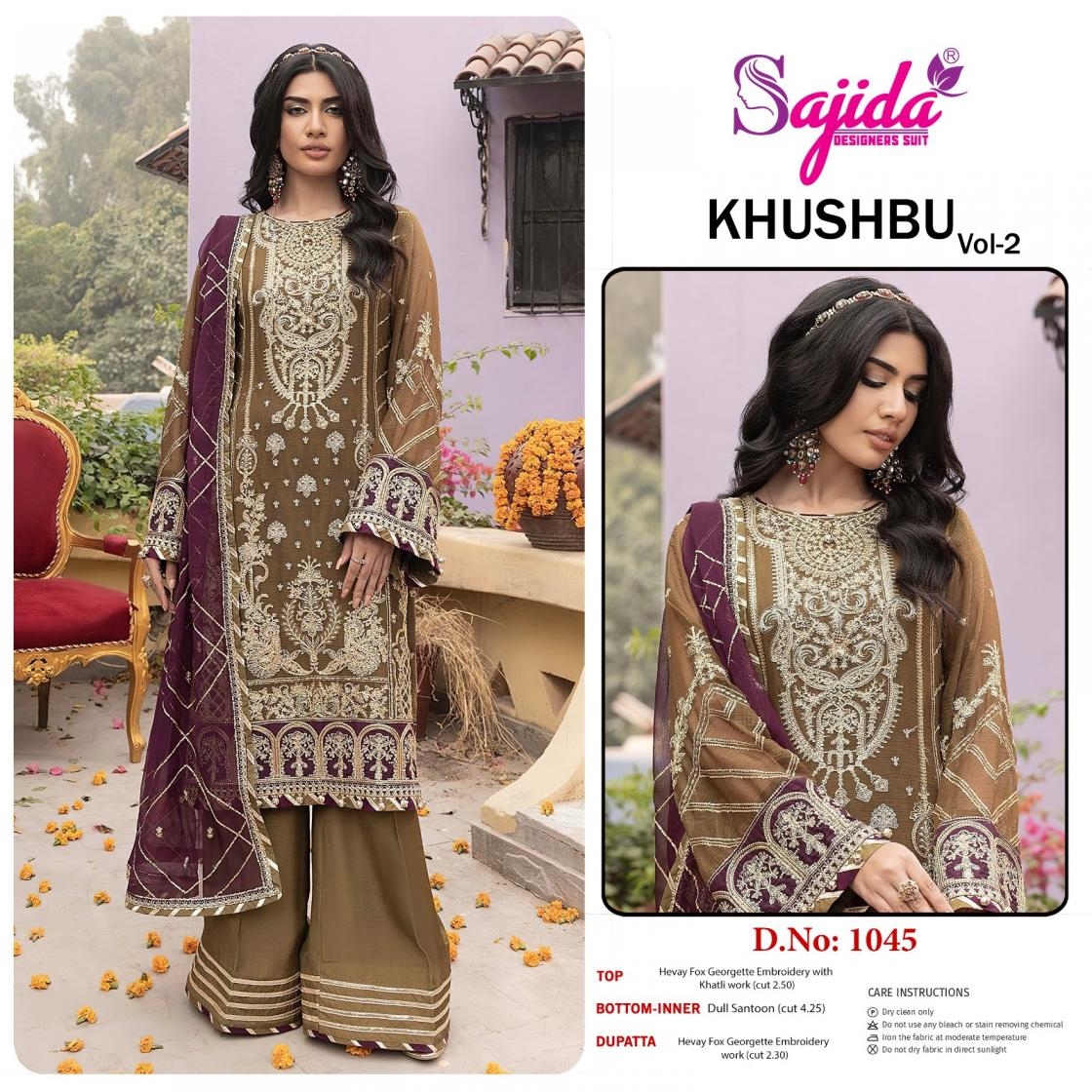 sajida designer khushbu vol 2 series 1039 to 1045 readymade big size georgette pakistani suit in wholesale surat