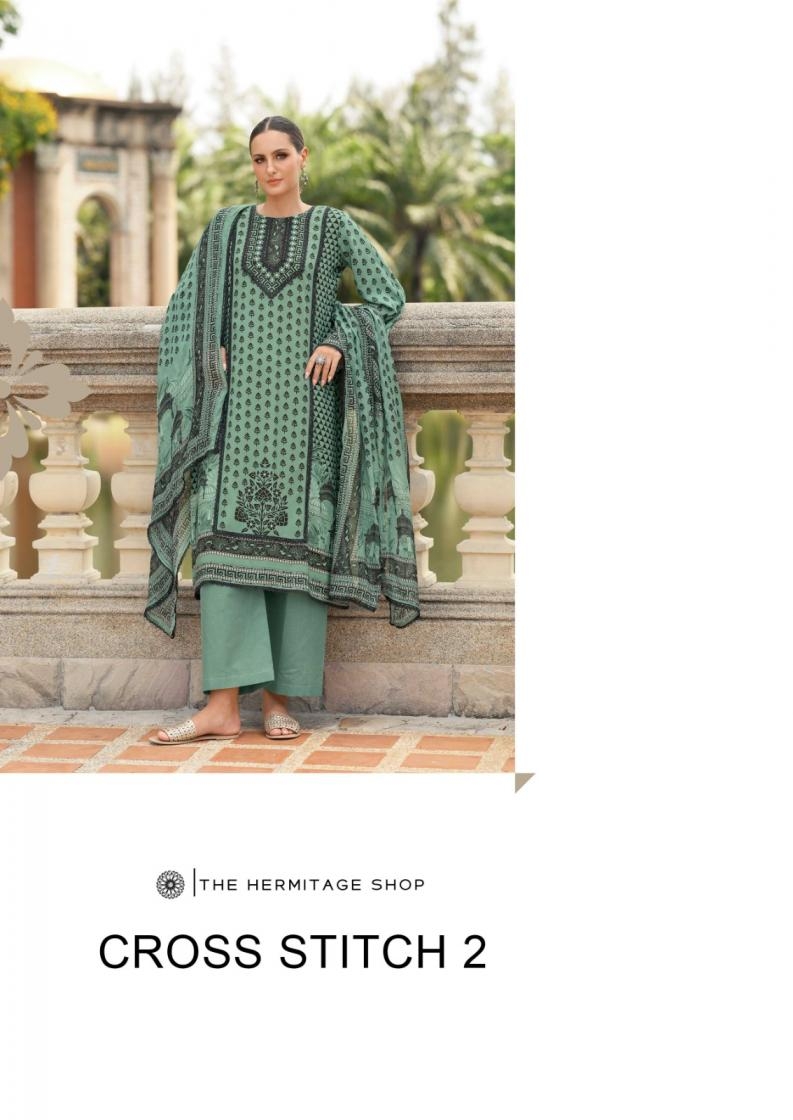 the hermitage cross stitch vol 2 series 01 to 06 readymade viscose lawn pakistani print plus size suit in wholesale surat