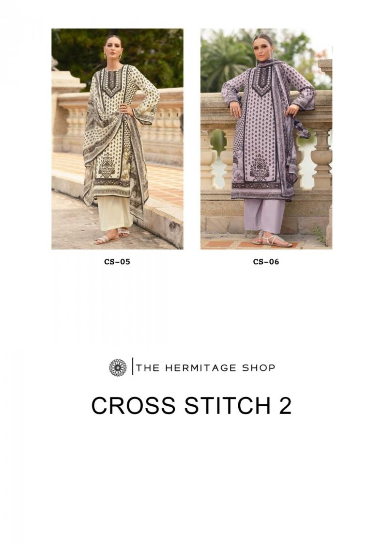 the hermitage cross stitch vol 2 series 01 to 06 readymade viscose lawn pakistani print plus size suit in wholesale surat