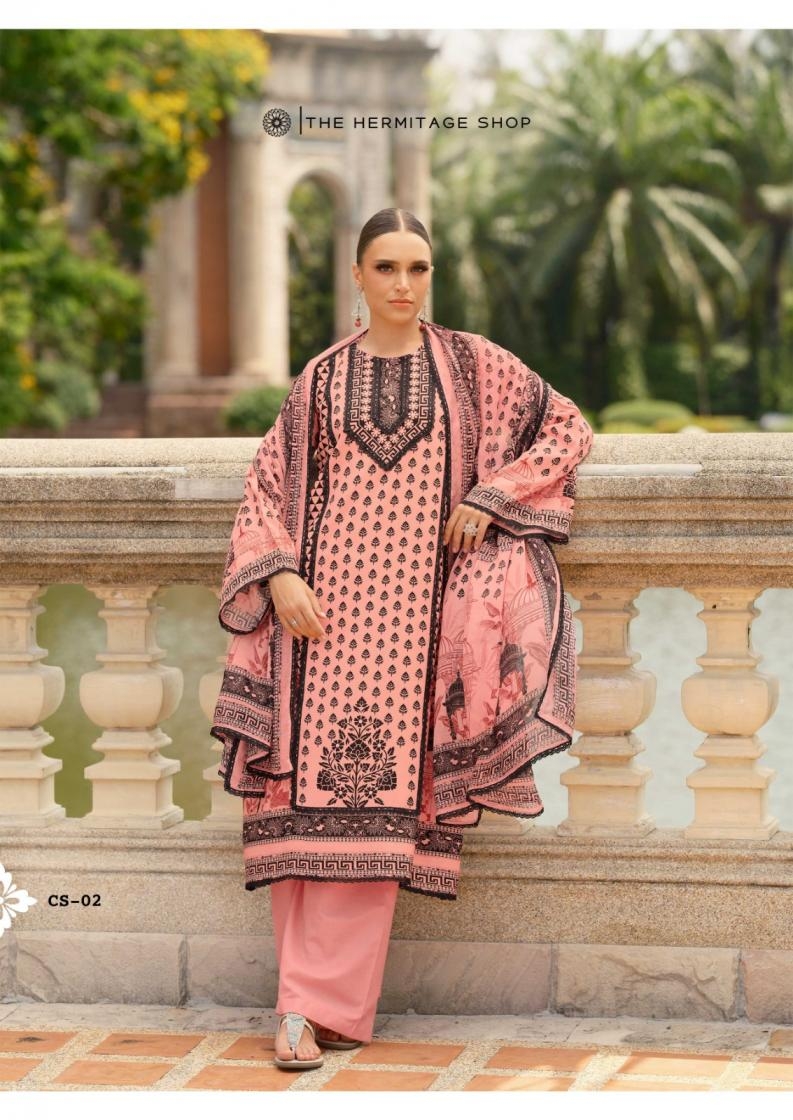 the hermitage cross stitch vol 2 series 01 to 06 readymade viscose lawn pakistani print plus size suit in wholesale surat
