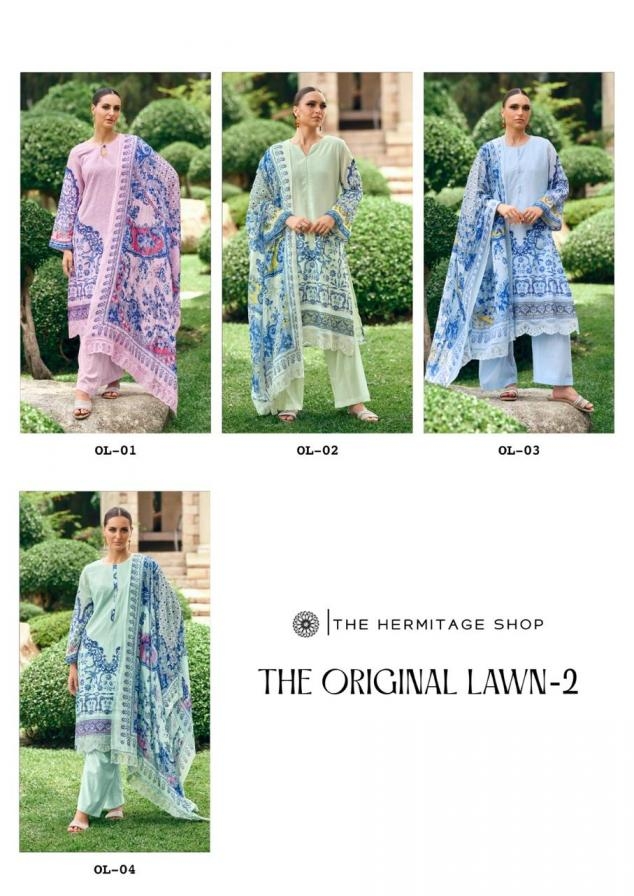 the hermitage the original lawn vol 2 series 01 to 04 viscose cotton readymade big size pakistani suit in wholesale surat