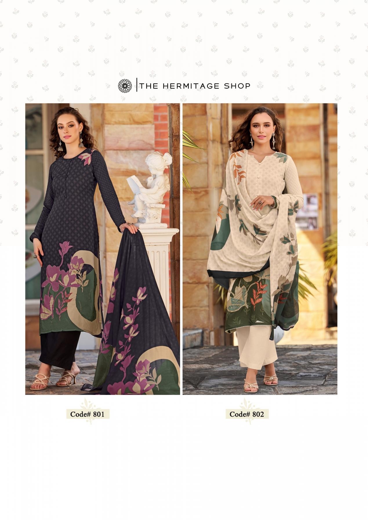 the hermitage zara series 801 to 804 jam satin readymade plus size unique suit in wholesale surat