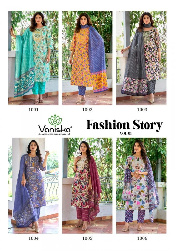 vaniska colourpix fashion story vol 1 series 1001 to 1006 readymade big size viscose mal chanderi ladies suits