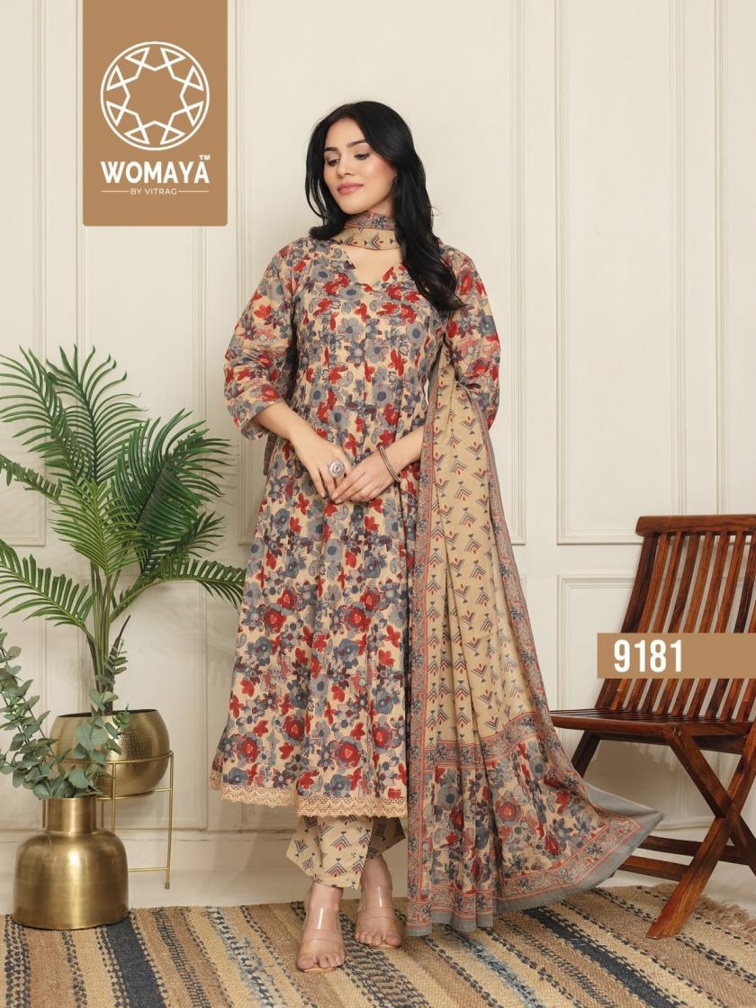womaya classy floral vol 4 series 9181 to 9184 cotton readymade big size suit in wholesale surat