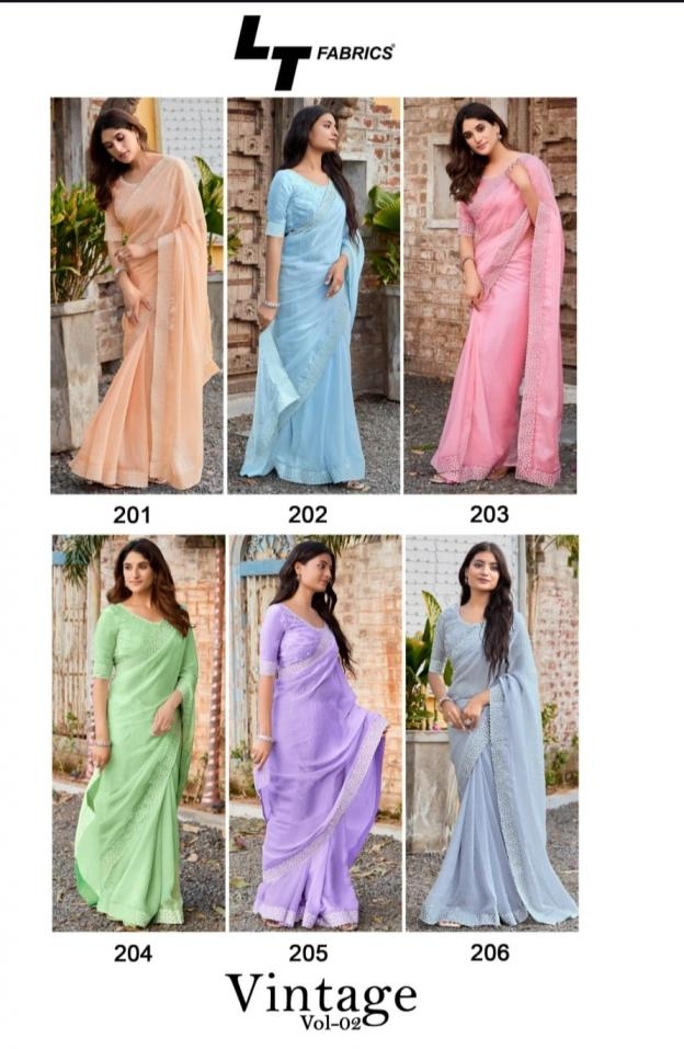 lt fashion vintage vol 2 series 201 to 206 malai silk trendy sarees in wholeslae surat