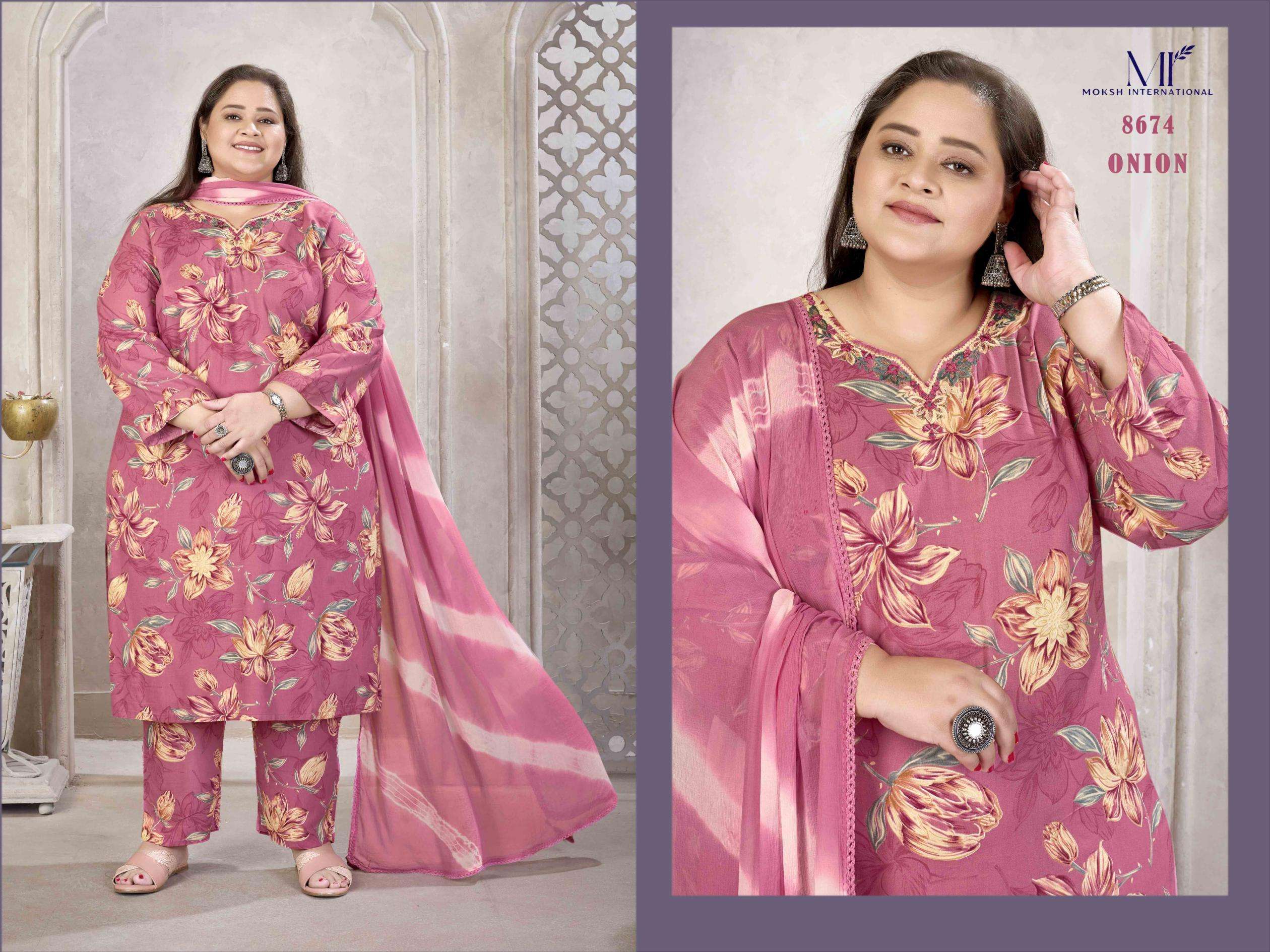 MOKSH PLUS SIZE GLORY VOL-3 series 8672 to 8674 suit in wholesale surat