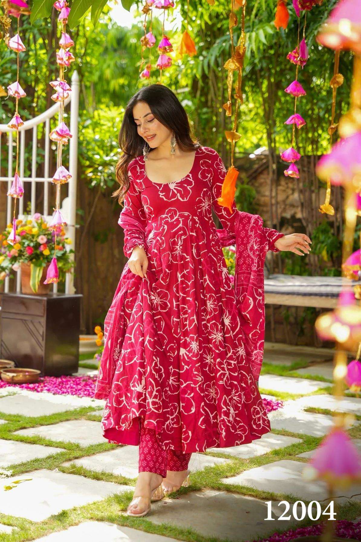 pr clora vol 12 series 12001 to 12007 readymade muslin beautiful printed plus size gown in wholesale surat