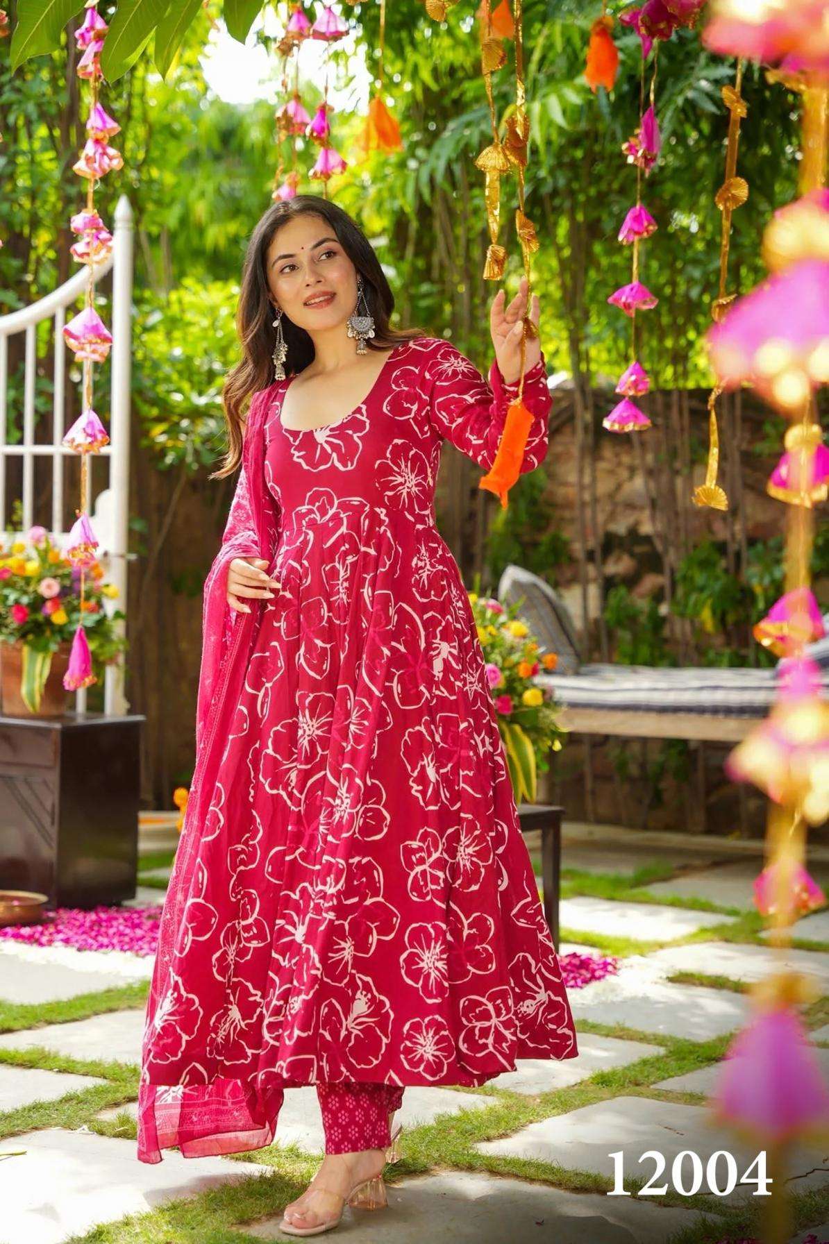 pr clora vol 12 series 12001 to 12007 readymade muslin beautiful printed plus size gown in wholesale surat