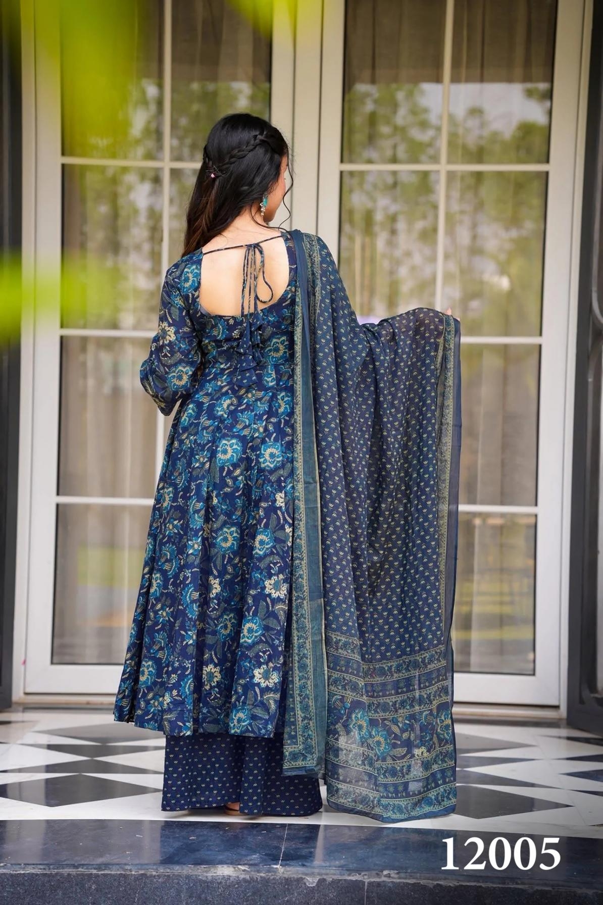 pr clora vol 12 series 12001 to 12007 readymade muslin beautiful printed plus size gown in wholesale surat