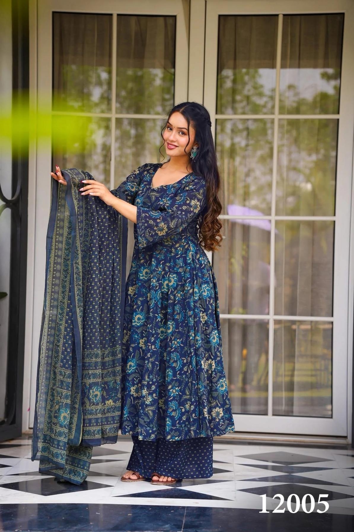 pr clora vol 12 series 12001 to 12007 readymade muslin beautiful printed plus size gown in wholesale surat