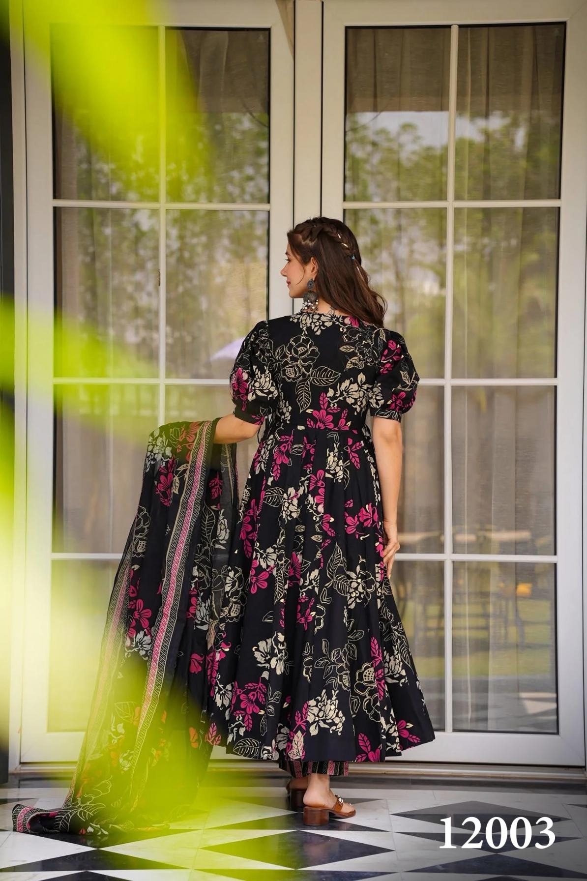 pr clora vol 12 series 12001 to 12007 readymade muslin beautiful printed plus size gown in wholesale surat