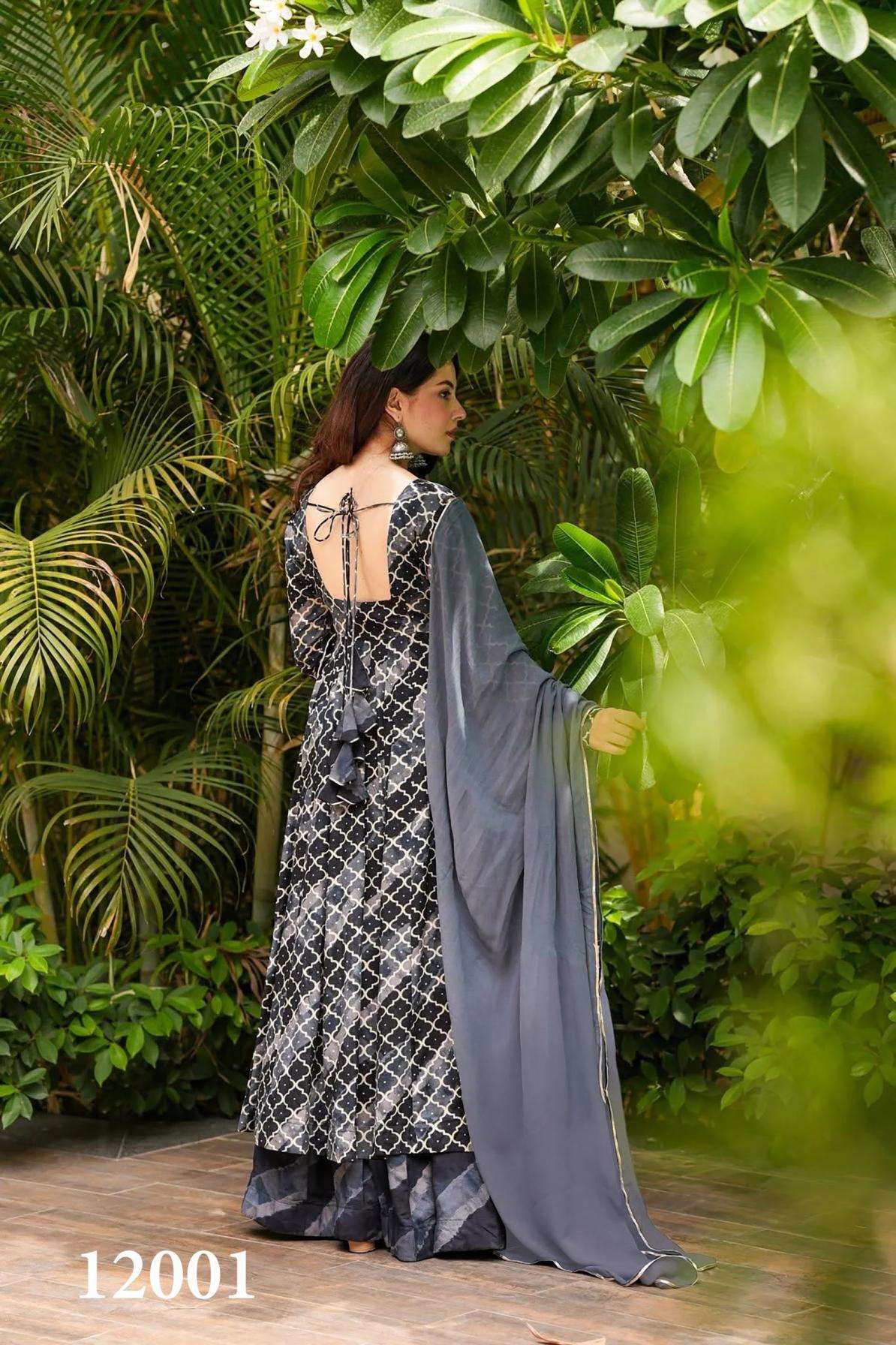 pr clora vol 12 series 12001 to 12007 readymade muslin beautiful printed plus size gown in wholesale surat