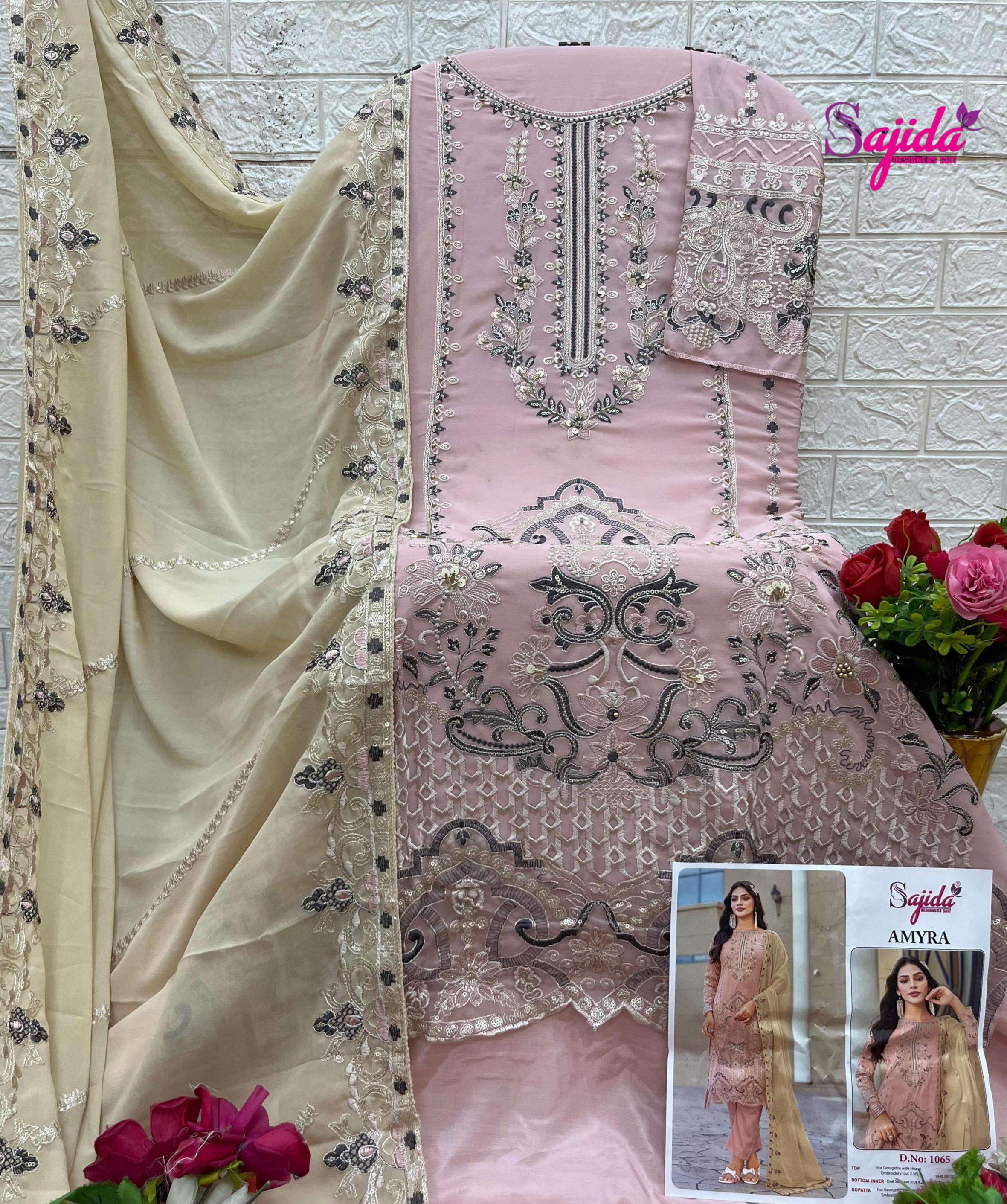 sajida designer amyra vol 1 series 1116 to 1118 readymade fox georgette pakistani big size suit in wholesale surat