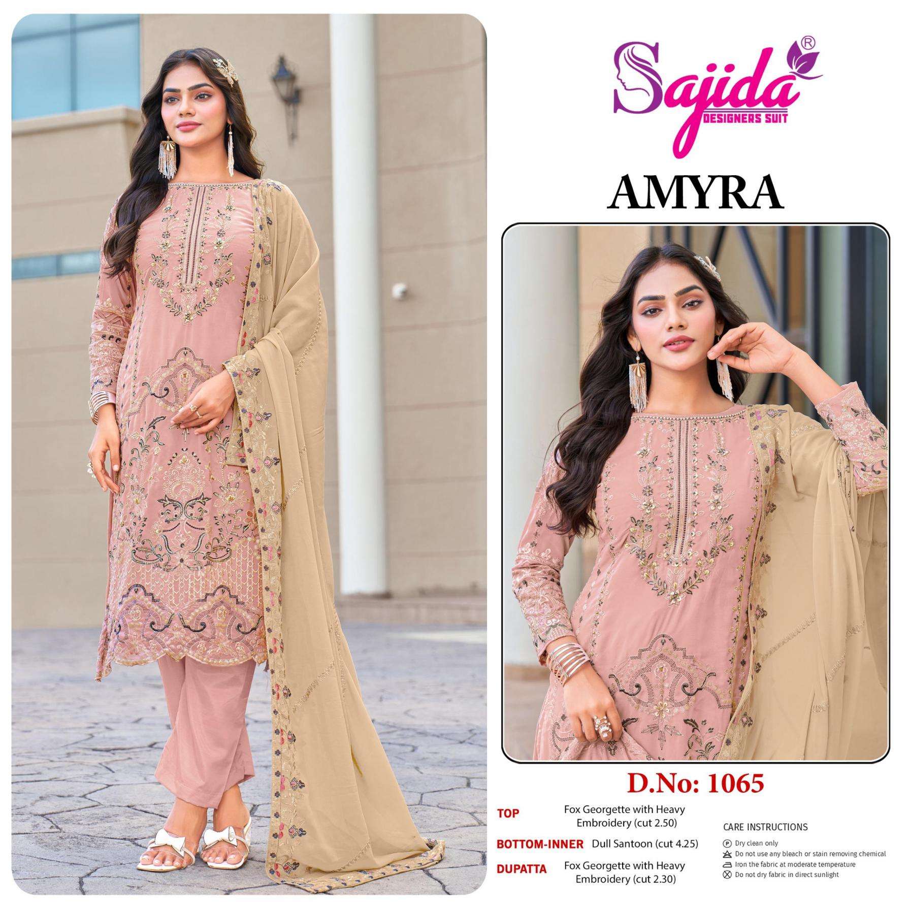 sajida designer amyra vol 1 series 1116 to 1118 readymade fox georgette pakistani big size suit in wholesale surat