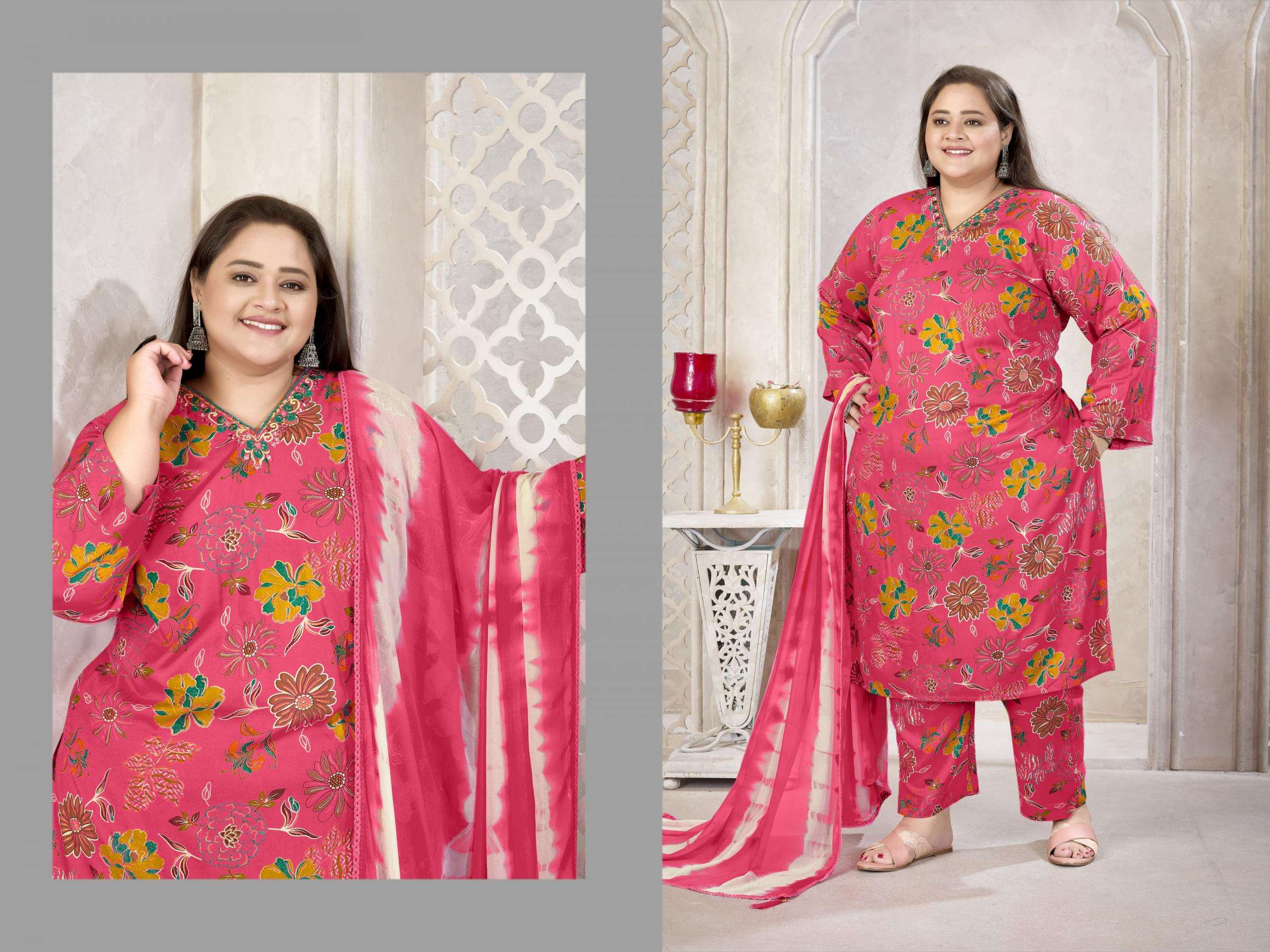 MOKSH PLUS SIZE GLORY VOL-2 series 8668 to 8671 rayon fabric salwar kameez in wholesale surat