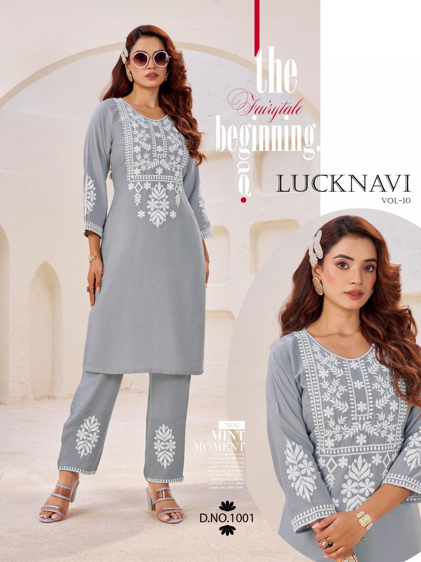 blue hills lucknavi vol 10 series1001 to 1004 rayon readymade pretty look plus size co-ord sets in wholesale surat