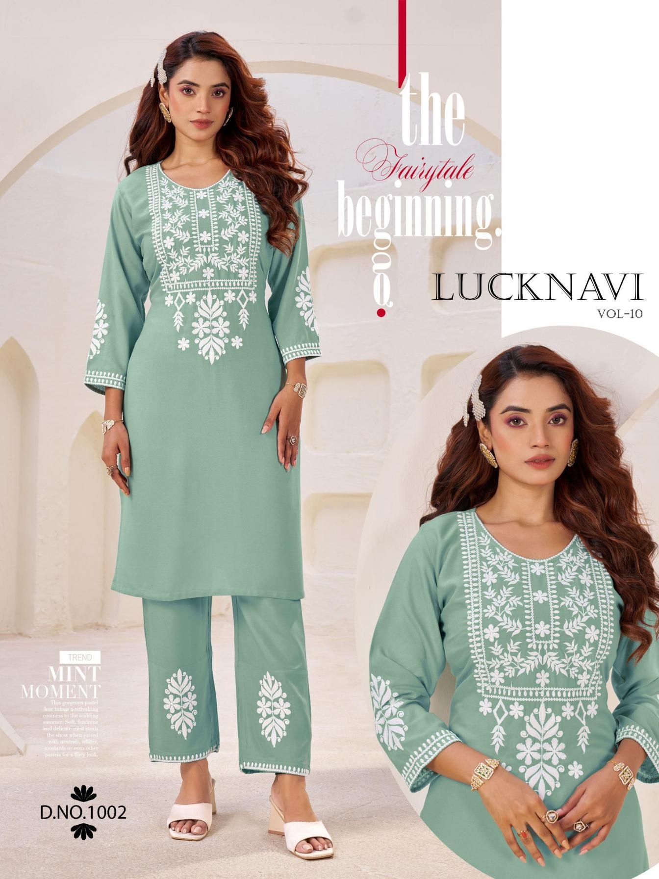 blue hills lucknavi vol 10 series1001 to 1004 rayon readymade pretty look plus size co-ord sets in wholesale surat