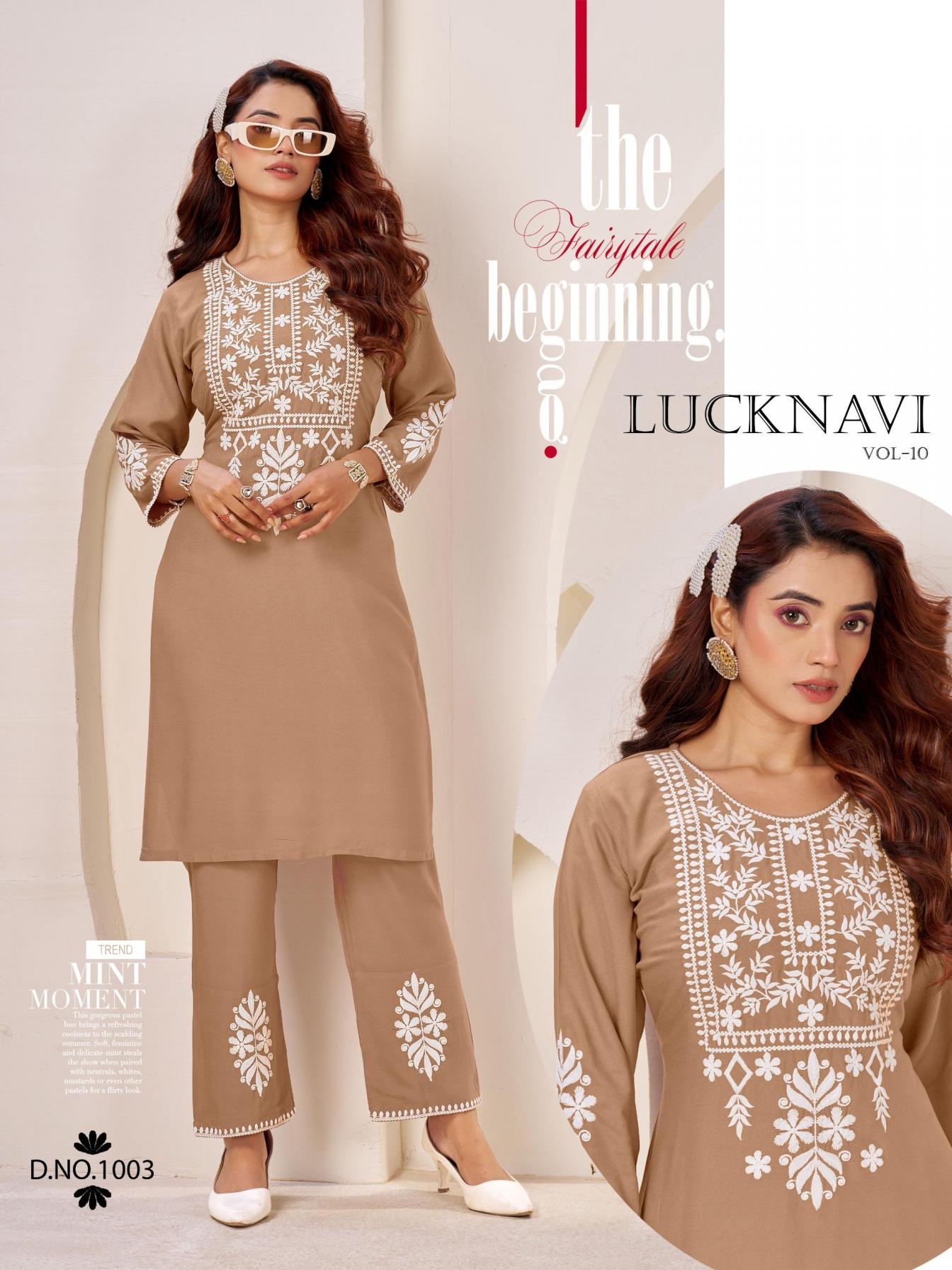blue hills lucknavi vol 10 series1001 to 1004 rayon readymade pretty look plus size co-ord sets in wholesale surat