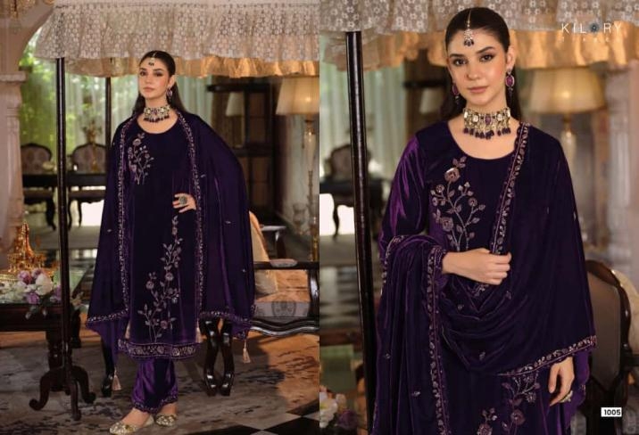 kilory trends noor mahal series 1001 to 1006 readymade stylish velvet big size suitin wholesale surat