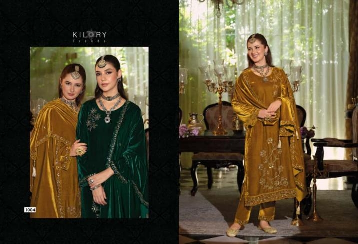 kilory trends noor mahal series 1001 to 1006 readymade stylish velvet big size suitin wholesale surat