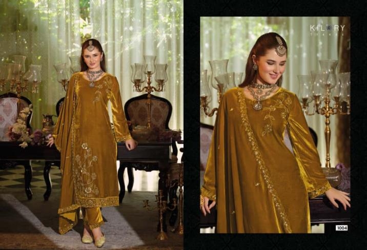 kilory trends noor mahal series 1001 to 1006 readymade stylish velvet big size suitin wholesale surat