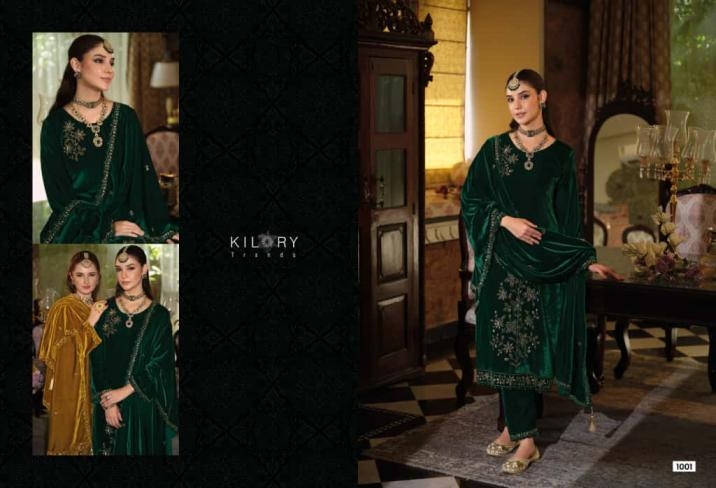 kilory trends noor mahal series 1001 to 1006 readymade stylish velvet big size suitin wholesale surat
