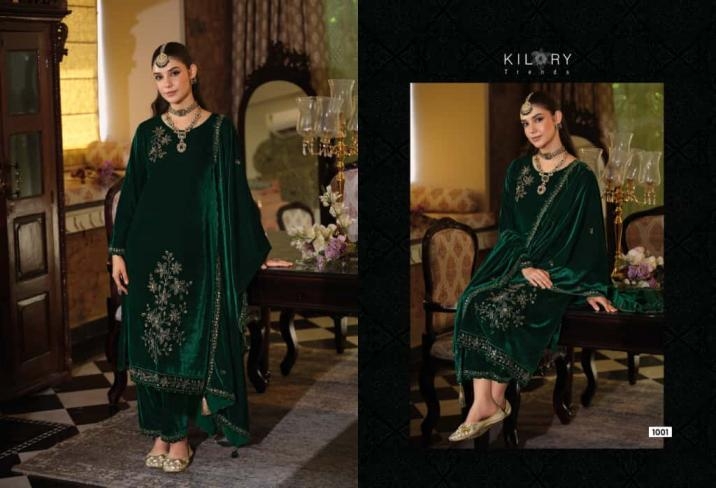 kilory trends noor mahal series 1001 to 1006 readymade stylish velvet big size suitin wholesale surat