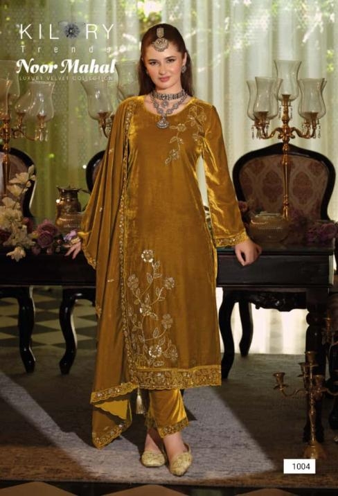 kilory trends noor mahal series 1001 to 1006 readymade stylish velvet big size suitin wholesale surat