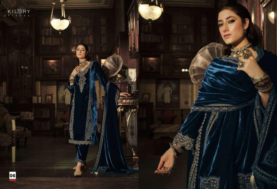 kilory trends surmayi series 01 to 06 velvet designer full stitch plus size suit in wholesale surat