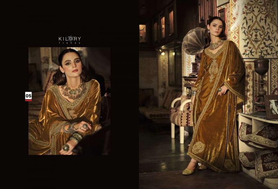 kilory trends surmayi series 01 to 06 velvet designer full stitch plus size suit in wholesale surat