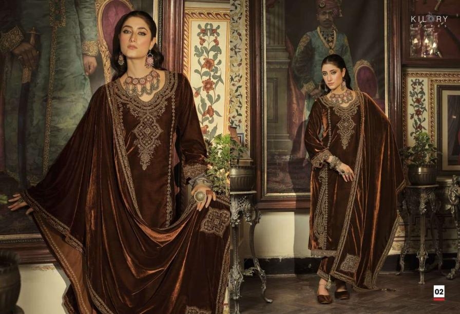 kilory trends surmayi series 01 to 06 velvet designer full stitch plus size suit in wholesale surat