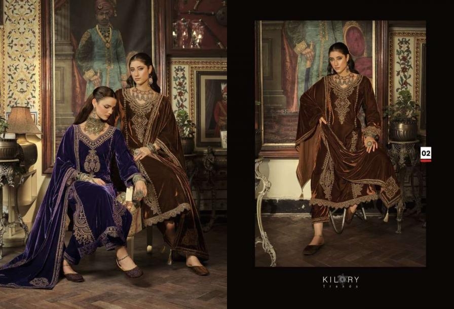 kilory trends surmayi series 01 to 06 velvet designer full stitch plus size suit in wholesale surat