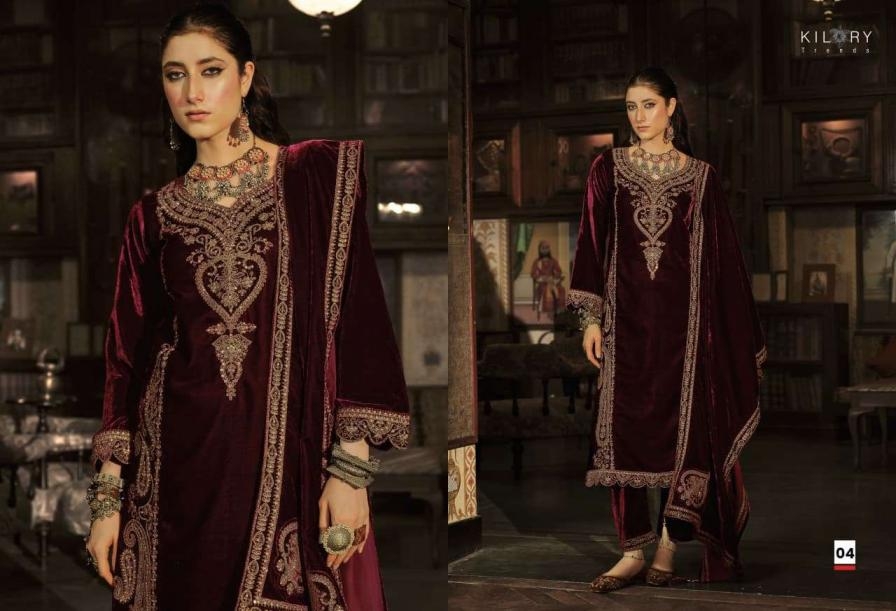 kilory trends surmayi series 01 to 06 velvet designer full stitch plus size suit in wholesale surat