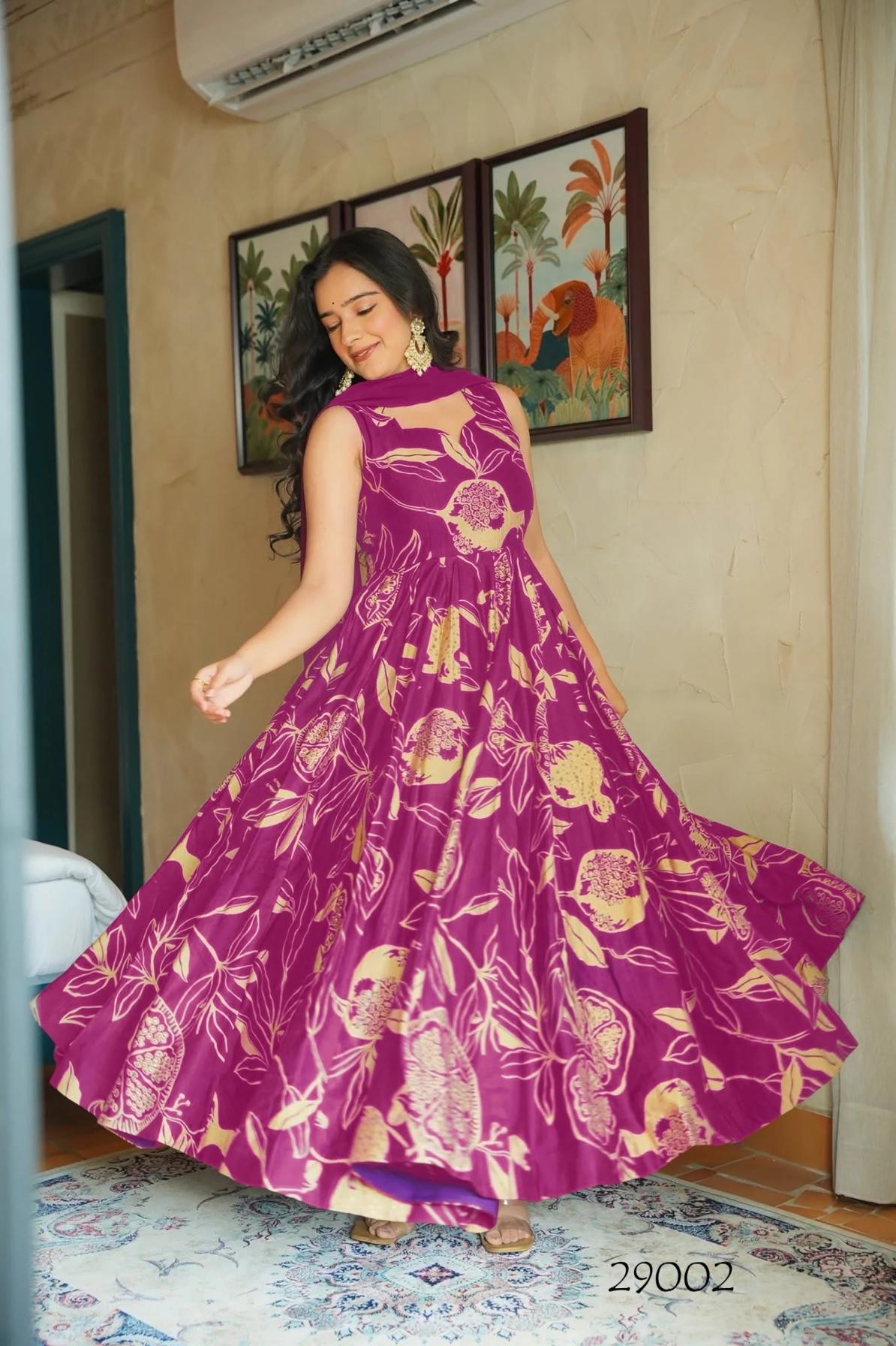 lucaya vol 29 series 29001 to 29005 georgette anarkali style full stitch plus size ethnic gown with dupatta in wholesale surat